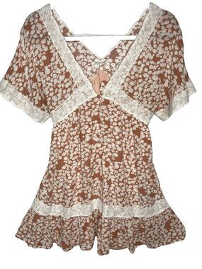 BAEVELY Mini Dress Babydoll Floral Lace Kentucky Derby Cottage Women S Peach